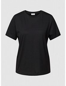 T-shirt z prążkowanym okrągłym dekoltem Calvin Klein Womenswear czarny damski EAN K20K205410