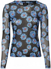 Koszulka z długim rękawem Kobiety Sztuczne włókno wielokolorowy/czarny/niebieski wzorzysty S Aygill's damski