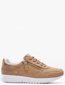 Sneakersy ze skóry welurowej  damskie Bonprix