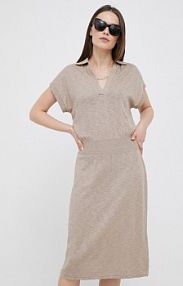 Sukienka midi Gant  beżowa 4502059