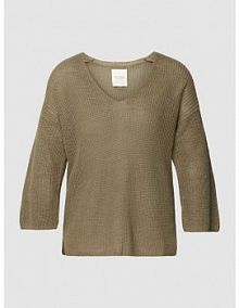 Sweter z dzianiny z rękawem o dł. 3/4 model Netrona Part Two brązowy damski EAN 30306690