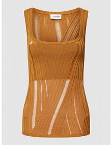 Top z fakturowanym wzorem Calvin Klein Womenswear pomarańczowy damski EAN K20K205560