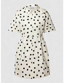 Sukienka koszulowa o długości do kolan ze wzorem w grochy JAKE*S STUDIO WOMAN biała EAN 74960700026