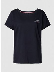 Góra od piżamy o kroju regular fit z nadrukiem z logo Tommy Hilfiger granatowa damska EAN UW0UW04525
