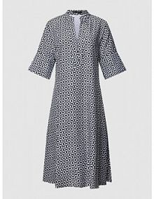Sukienka midi z mieszanki wiskozy i jedwabiu z bocznymi, wpuszczanymi kieszeniami Windsor granatowa EAN 30036476