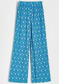 Wzorzyste spodnie Reserved niebieskie damskie 2321T-55X