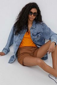 Kurtka jeansowe Sisley  niebieska damska 2UUALN01W.901