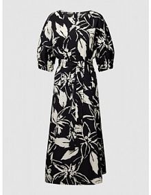 Sukienka midi z czystej bawełny z wiązanym paskiem LUISA CERANO czarna EAN 778375 3495