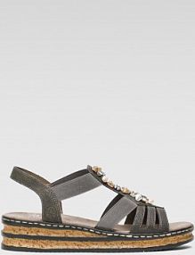 Sandały na obcasie Rieker szare 62949-45