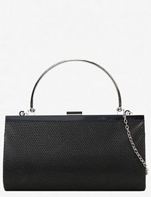 Czarna Kopertowa torebka z Metalową Rączką i Brokatem Fortelsa Renee