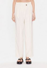 Spodnie eleganckie Edited beżowe damskie Materiałowe