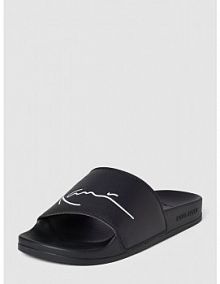 Klapki z detalem z logo Karl Kani czarne EAN KKSLDSW000002