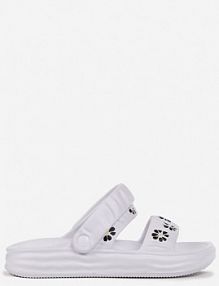 Białe klapki basenowe z Paskami na Grubej Podeszwie Eumlia Renee damskie