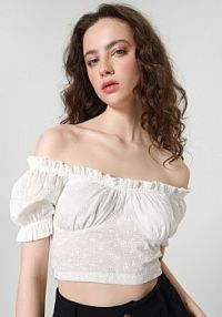 Crop top ażurowy Sinsay biały damski 4787F-00X