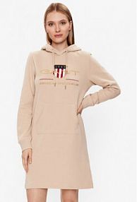 Sukienka dzianinowa Gant beżowa 