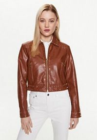 Kurtka skórzana MICHAEL Michael Kors brązowa damska Z imitacji skóry