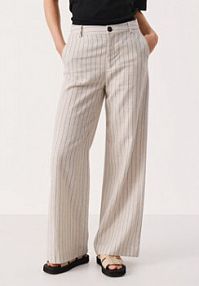 Spodnie eleganckie Part Two beżowe damskie Dzianinowe