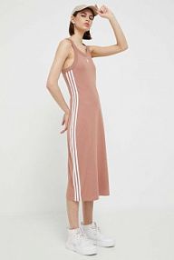Sukienka midi adidas Originals  brązowa IC5502