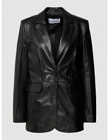 Kurtka skórzana z kołnierzem z połami Calvin Klein Womenswear czarna damska EAN K20K205486