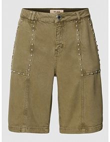 Szorty jeansowe z ozdobnym obszyciem model BIANCHE MOS MOSH oliwkowe EAN SHORT NIETEN TWI