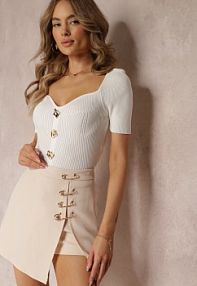 Beżowe Szorty Spódnicospodnie z Agrafkami Fintta elsa.m by may