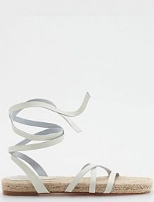 Wiązane sandały Reserved białe damskie 7679S-01X