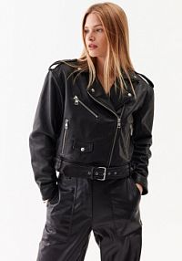 Kurtka skórzana Calvin Klein Jeans czarna damska 