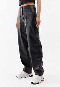 Spodnie skórzane Calvin Klein Jeans czarna Z imitacji skóry