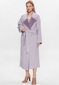 Płaszcz Calvin Klein fioletowy damski Wełniany
