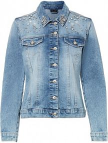 Kurtka dżinsowa z aplikacją ze sztrasów  damska Bonprix