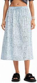 Spódnica midi Desigual  niebieska 23WWFWX2