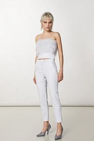 Spodnie cygaretki z flaneli białe Patrizia Pepe