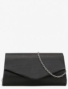 Czarna torebka o Fasonie Kopertówki z Brokatowym Zdobieniem Gracenia Renee