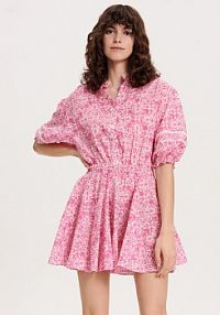 Sukienka mini z bufiastymi rękawami Reserved różowa 1158I-43X