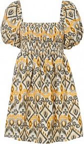 Sukienka mini z przeszyciem cienkimi gumkami i rękawami balonowymi  Bonprix