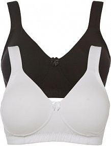 Biustonosz typu T-shirt optycznie zmniejszający biust, bez fiszbinów z bawełną organiczną (2 szt.)  Bonprix