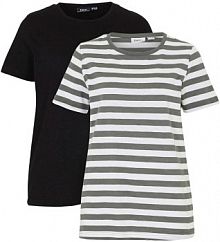 T-shirt z okrągłym dekoltem, z bawełny (2 szt.)  damski Bonprix