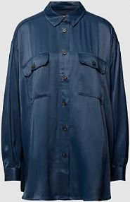 Bluzka koszulowa z mieszanki wiskozy LENZING™ i włókien ECOVERO™ Part Two granatowa damska EAN 30307862