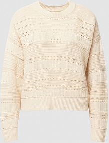 Sweter z dzianiny z dodatkiem lnu model Ajour Part Two beżowy damski EAN 30307876