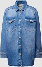 Kurtka jeansowa o kroju oversized z wykładanym kołnierzem Part Two niebieska damska EAN 30307882