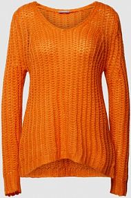 Sweter z dzianiny z grubym ściegiem model Ada Fransa pomarańczowy damski EAN 20612644