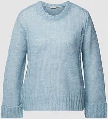 Sweter z dzianiny z dodatkiem wełny model Bien Fransa niebieski damski EAN 20612441