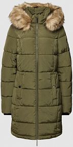 Płaszcz pikowany z kapturem model Bac Fransa oliwkowy damski EAN 20612135