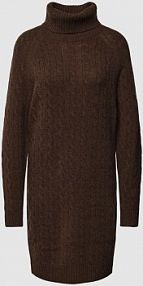 Sukienka z dzianiny o długości do kolan z mieszanki wełny i kaszmiru ze ściegiem warkoczowym Polo Ralph Lauren brązowa EAN 211910473