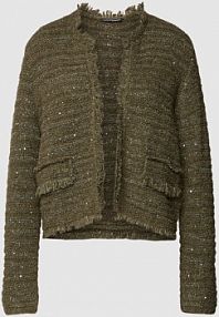 Kardigan z frędzlami LUISA CERANO oliwkowy EAN 488339 5329
