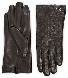 Rękawiczki skórzane Calvin Klein czarne