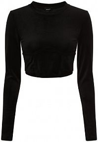 Koszulka z długim rękawem Kobiety czarny jednolity XS Aygill's damski