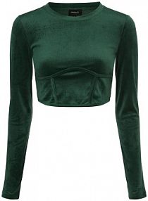 Koszulka z długim rękawem Kobiety zielony jednolity XS Aygill's damski