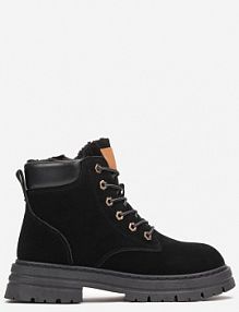 Czarne Traperki Mocno Ocieplone Sztucznym Futerkiem Janek Renee damskie