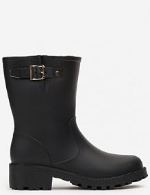 Czarne kalosze Ozdobione Paskiem i Klamrą Ismini Renee damskie